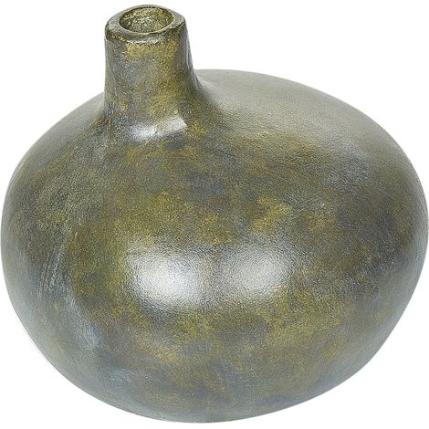 Vaso decorativo tradizionale in terracotta fatto a mano con effetto invecchiato, decorazione per la casa grigio e oro Klang