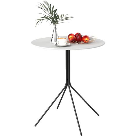 Table jardin ronde gris foncé Ø60cm cadre acier table terrasse déco polyvalente intérieur extérieur