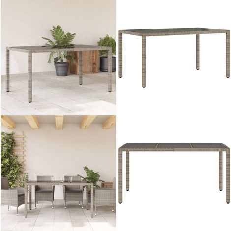 Table de jardin dessus en verre Gris 150x90x75cm Résine tressée - Table De Jardin - Table Extérieure - Mobilier De Jardin - Table En Verre - Table Résina Tresse - Home & Living