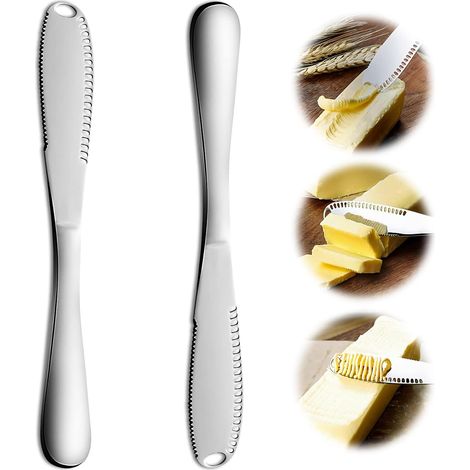 2 pièces petit couteau à beurre 3 en 1 couteau à beurre en acier inoxydable multifonction couteau à pain pour couper le fromage ou étaler la confiture