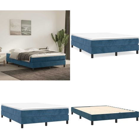Boxspringbett mit Matratze Dunkelblau 140x190 cm Samt - Samtbett - Boxspringbett - Doppelbett - Schlafzimmermöbel - Luxusbett - Home & Living (1/5)