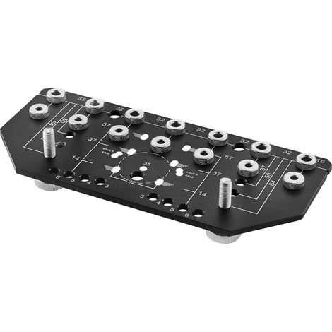 Mophorn Regalstiftlehre und Scharnierlehre Bohrschablone für Schrankbeschläge aus Aluminiumlegierung mit 6,4- und 4,8-mm-Bohrern, geeignet für Schranktüren, Bücherregale und Kleiderschränke