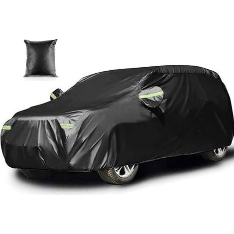 Bâche Voiture Impermeable Housse de Voiture Contre Soleil Neige poussière Vent Taille Universelle (4.85 1.9 1.85m/ SUV /210T Noir) (1/5)