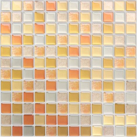 Yellow self-adhesive tile wallpaper, 24 x 24 cm, mosaic-style wall sticker, waterproof decorative film for wall tiles in the bathroom and kitchen MUMU