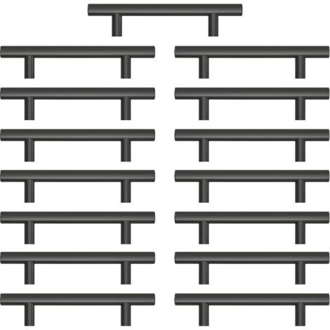 RHG Lot de 15 Poignee de Meuble Cuisine,Poignée Meuble en Acier Inoxydable, Poignet de Porte Cuisine Noire Entraxe 96mm , pour Armoire Tiroir(Avec Vis) (1/5)