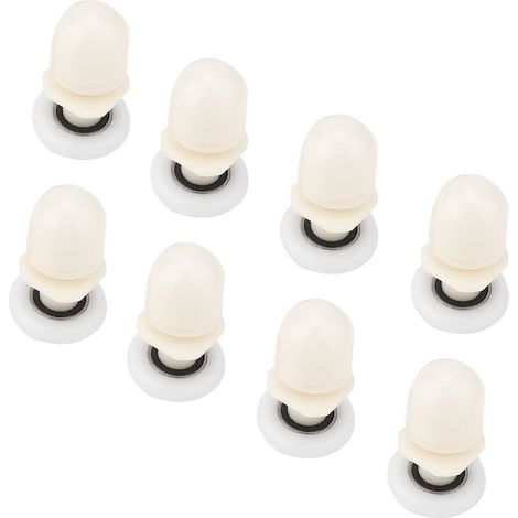 Lot de 8 roulettes pour portes coulissantes, plastique, 23 mm, blanc, galets de remplacement pour placard (1/5)
