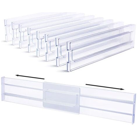 8 PCS Separateur Tiroirs Reglable en Plastique 27.5-52cm Organisateur Diviseurs de Tiroir Réglable Organisateur Rangement Tiroir Bureau Organisateur pour Tiroir de Bureau (1/5)