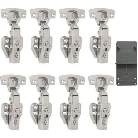 Charnières à fermeture amortie avant 110° 35 mm avec amortisseur hydraulique pour porte d'armoire de cuisine Charnière automatique Amortissement intégré Lot de 8 pièces (1/4)