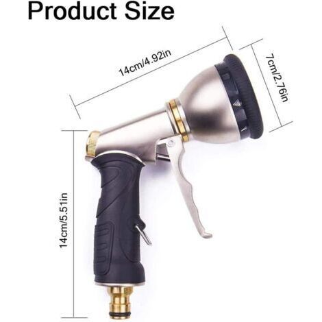 Pair Pistolet d'arrosage, buse de pulvérisation, raccords métalliques pour tuyau d'arrosage, 9 modèles de raccords flexibles réglables H758 (1/4)
