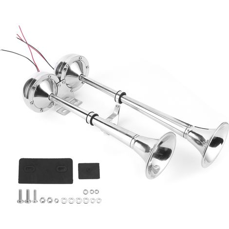 12V 125dB Trompette d'Air Double Électrique, Klaxon Puissant Étanche pour Voiture, Camion, Yacht (1/5)