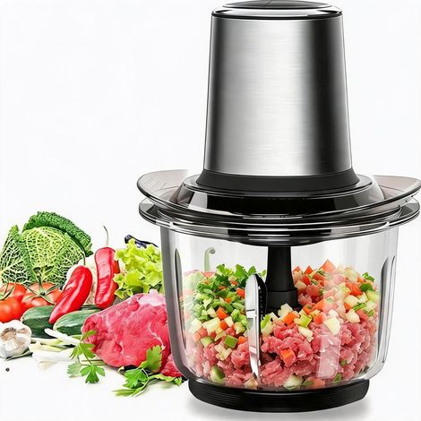 Electric Mincer, 400W Meat 2 Speed, Blender with 1.5 L Glass Bowl 4 Stainless Steel Blades, for Meat Onion Herbs Quick and Effortless Dry Fruit (1/5)