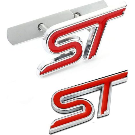 x Kühlergrill-Logo und Heckklappenemblem aus Aluminiumlegierung, Heckklappen-Kofferraum-Emblem, Autoaufkleber, kompatibel mit Fiesta, Focus und Mondeo