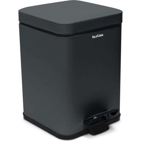 Poubelle salle bain angulaire [5L] Design élégant en acier inoxydable - Mini Poubelles salle de bain avec couvercle - poubelle toilette poubelle design poubelle toilette WC (Anthrazite) (1/5)
