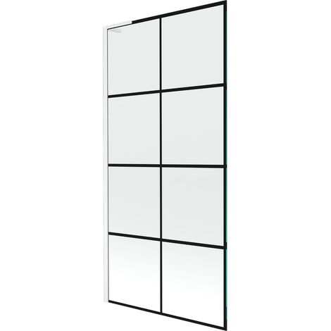 Mexen Next L panel de bañera 1 ala 90 x 150 cm, cuadrícula negra, blanco - 895-090-000-03-77-20 (1/5)