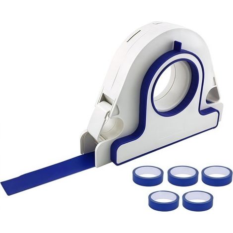 Juego de 6 piezas para aplicar cinta adhesiva con 5 rollos de cinta azul de 25 mm - Soporte portátil