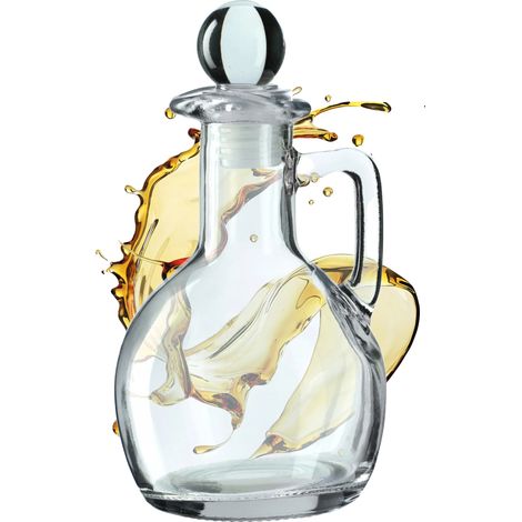 Botella de aceite, de vidrio grueso, con capacidad para 100 ml, 20 cm de altura y diseño transparente, ideal para aceites y salsas. (1/5)