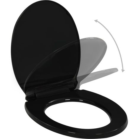 Siège de toilette noir à fermeture douce et à dégagement rapide (1/5)