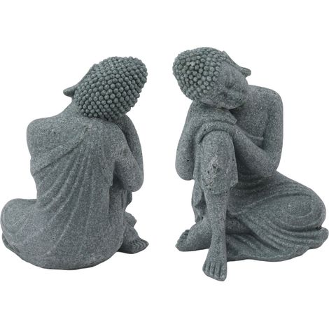 Statue de Bouddha en grès vert, figurine de Bouddha assis, décoration de salon, cour 7135K-05 (1/5)