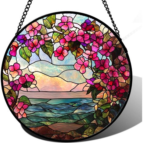 Attrape-lumière vitrail à suspendre – Décoration maison, Diamètre : 12.5 cm (1/4)
