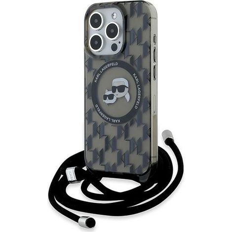 Karl Lagerfeld KLHMP15XHCKCKLCK iPhone 15 Pro Max 6.7 negro/negro estuche rígido IML Bandolera Monogram Karl & Choupette Head MagSafe (1/5)