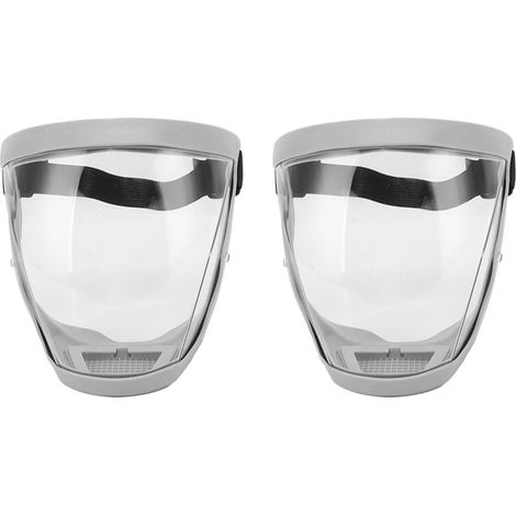 Lot de 2 masques de protection anti-poussière avec élastique de sécurité, réutilisables, avec filtres en coton, transparents, pour adultes, gris et blanc. (1/5)