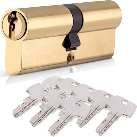 Cylindre de serrure 40/40 (80 mm), cylindre de porte de style européen avec 8 clés, antichoc, résistant au perçage et inviolable. (1/5)
