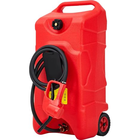 Tanque portátil de transferencia de combustible, capacidad de 60 litros, sistema de bomba manual, color rojo. (1/2)
