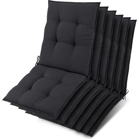 6x chaise à dossier bas Sun-NL Housse 105x50x8cm Anthracite