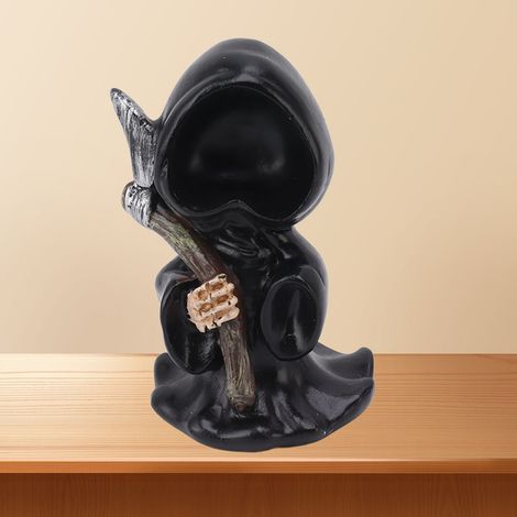 Statue de Collection Réaliste Figurine Résine Sculpture Grim Reaper Gothique avec Fauche pour Décor Bureau Fête Halloween Cadeau Original (1/5)