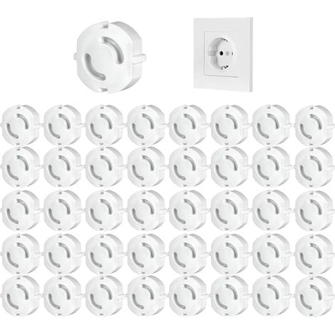 Set mit 40 kindersicheren Stecker- und Steckdosenabdeckungen, geeignet für Babys und Kinder, weiß.