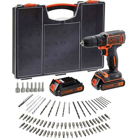 Black & Decker BDC718AS2O Perceuse visseuse s fil 18V 2 accus accessoires 80pcs (1/5)