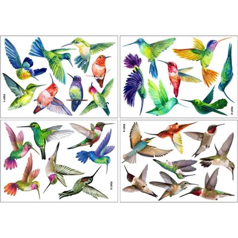 Autocollants vitres pour oiseaux 4 Pièces Décoration Chambre Alerte Colibri Décalcomanies Anti-Choc Fenêtres Oiseaux pour Portes Vitrées Chambre Salon Cuisine Bureau École Maison de Campagne (1/5)