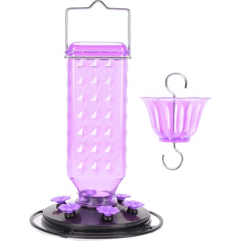 Toivize-Mangeoire à colibris - Plastique violet 700ml - Anti-abeilles - Étanche - Facile à nettoyer - Design floral pour jardin extérieur (1/5)