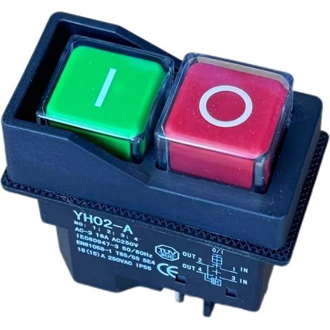 Trade-Shop An/Aus-Schalter Elektro Hauptschalter DKLD DZ-6 16A 220-250V mit 4 Kontakten für Hobelmaschine Betonmischer Kreissäge Bandsäge Gehrungssäge (1/4)