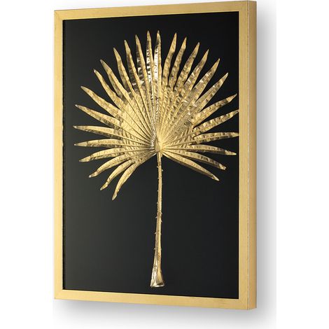 Tableau 60x5x80 Verre/Bois Doré/Métal Doré