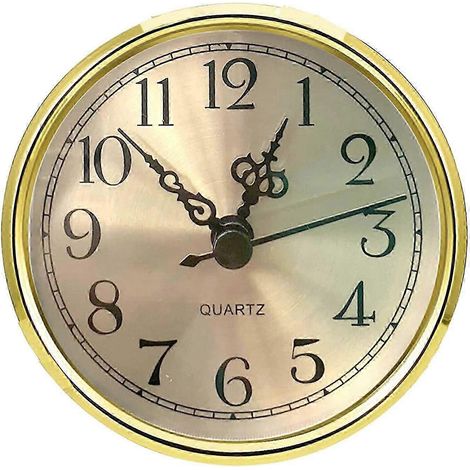 Mini horloge à quartz avec chiffres arabes, mécanisme d'horlogerie rond.-Gold