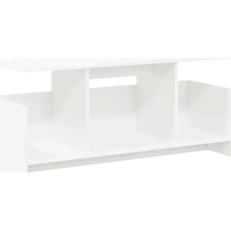 Meuble TV rectangulaire moderne avec rangement 102 x 35 x 45 cm en bois d'ingénierie blanc (1/5)