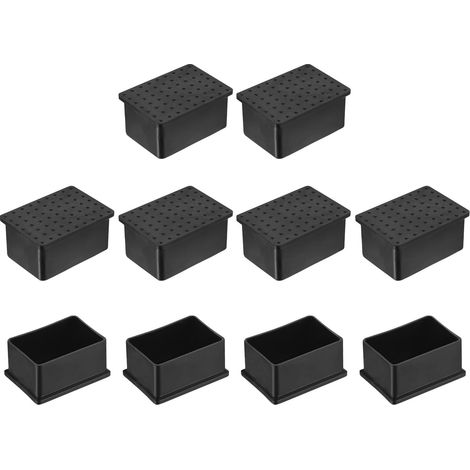 10 Pièces Bouchons Carrés en Plastique pour 40x60mm Noir (1/5)