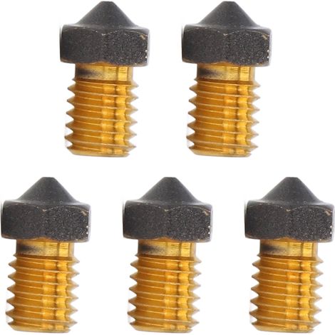 5 Pièces Buses Imprimante 3D PTFE Laiton Revêtu Remplacement Filament 1.75mm Haute Précision Extrudeuse 0.4mm (1/5)