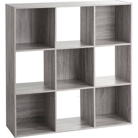 5Five Simply Smart – Étagère en bois mixte gris 9 cases – Dimensions L. 100,5 x P. 32 x H. 100,5 cm – Panneau de particules – Design moderne (1/4)