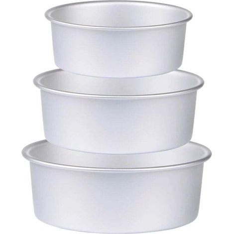 Ensemble de 3 moules à gâteaux ronds (15 cm / 20 cm / 25 cm), moules en aluminium multicouches, revêtement antiadhésif durable, cuisson uniforme, idéal pour la cuisine, les anniversaires, les mariages (1/4)