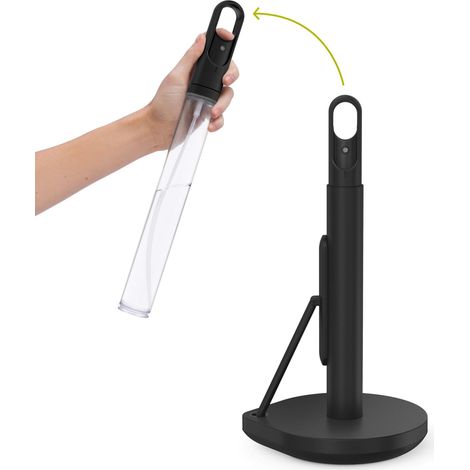Porte-Rouleau d'essuie-Tout avec Pompe de pulvérisation, autoportant, Facile à déchirer, Base lestée (Convient aux Rouleaux de Cuisine de 23 à 28 cm), Acier Noir Mat, KT1200 (1/5)