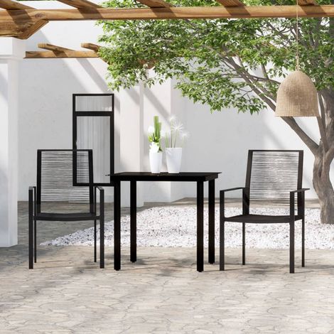 Ensemble Table et Chaise de Jardin 3 pcs - Ensemble de salle à manger de jardin Noir BV525650 - BonneVie (1/5)