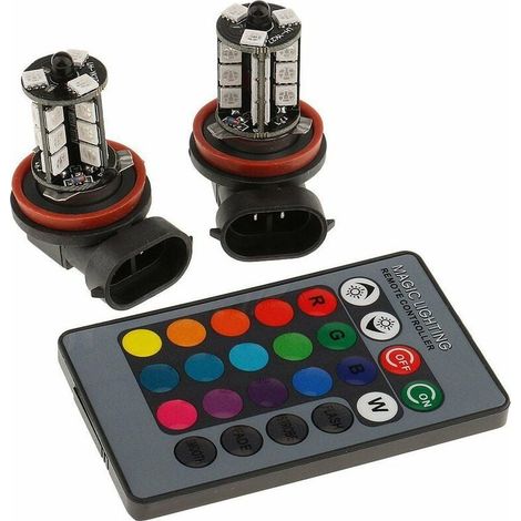 2-pack RGB H8/H11 fog light bulbs, multicolor RGB LED fog lights, remote controlled driving lights, H8/H11 replacement bulb (1/5)