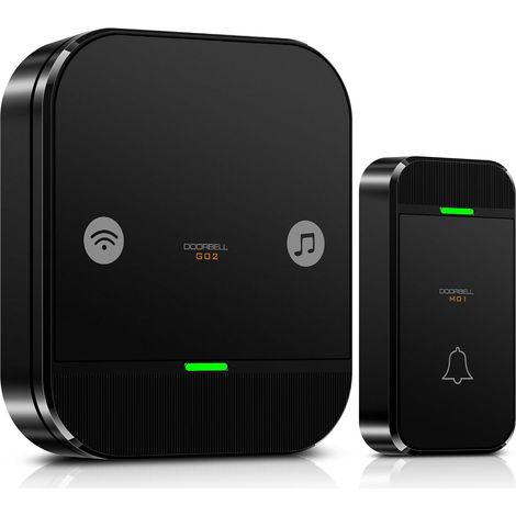 Sonnette Sans Fil Exterieur Etanche, Doorbell avec Récepteur Émetteur, 60 Mélodies, 4 Niveaux Volume, LED, 300M Longue Portée Sonette pour Maison, Appartement, Bureau (1x émetteur 1 x récepteur) (1/5)