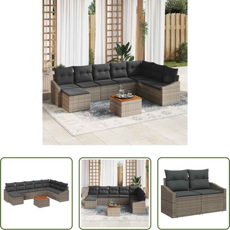 vidaXL Modulares Sofa - Gartensofa-set mit Speicher 9 pcs Grau Poly-Rattan (1/5)