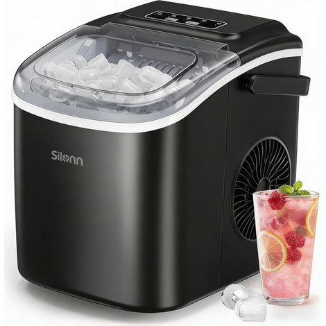 Machine à Glaçons Autonettoyante - 9 Glaçons en 6min, 12 KG/24H  2 Tailles Multisituations pour Cuisine, Bureau, Bar & Fêtes (1/5)