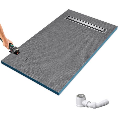 Mai & Mai Receveur de Douche à Carreler Bac à Douche Rectangulaire Recoupable sur Mesure pour Douche avec Bonde avec Caniveau de Douche 90x120x4cm XPS-02 (1/5)