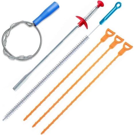 Furets déboucheurs Lot de 6 brosses de Nettoyage pour évier et trop-Plein Ikodm (1/4)