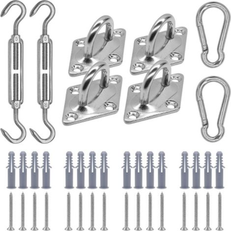 Kit di ferramenta per vela ombreggiante in acciaio inossidabile 304 da 6 pollici, kit di installazione per vela ombreggiante rettangolare triangolare per patio e giardino